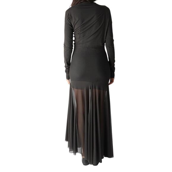 Lemaire Transparent Maxi Dress In Dark Espresso M Asymmetrical Mesh Dress Gown - Picture 4 of 14